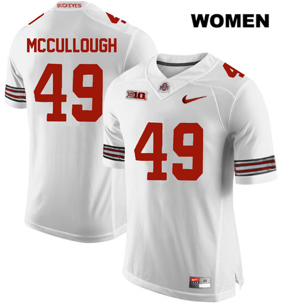 Ohio State Buckeyes Women's Liam McCullough #49 White Authentic Nike College NCAA Stitched Football Jersey EN19I07EV